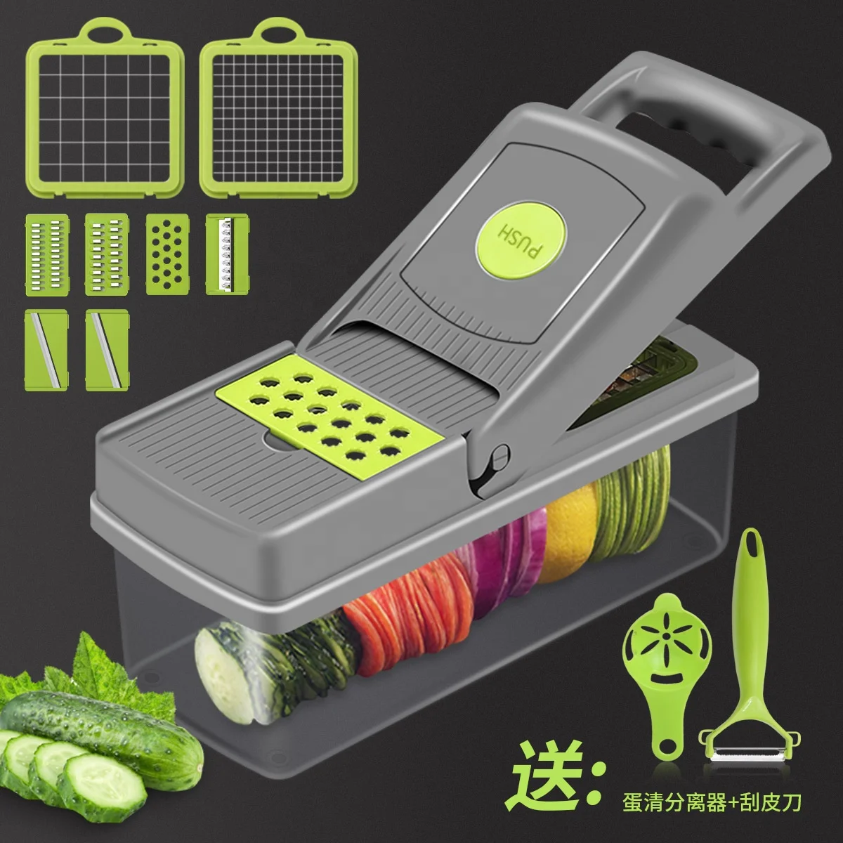 Кухонная многофункциональная ручная овощерезка Mandoline 12 в 1 безопасный ручной измельчитель для салата лука овощей