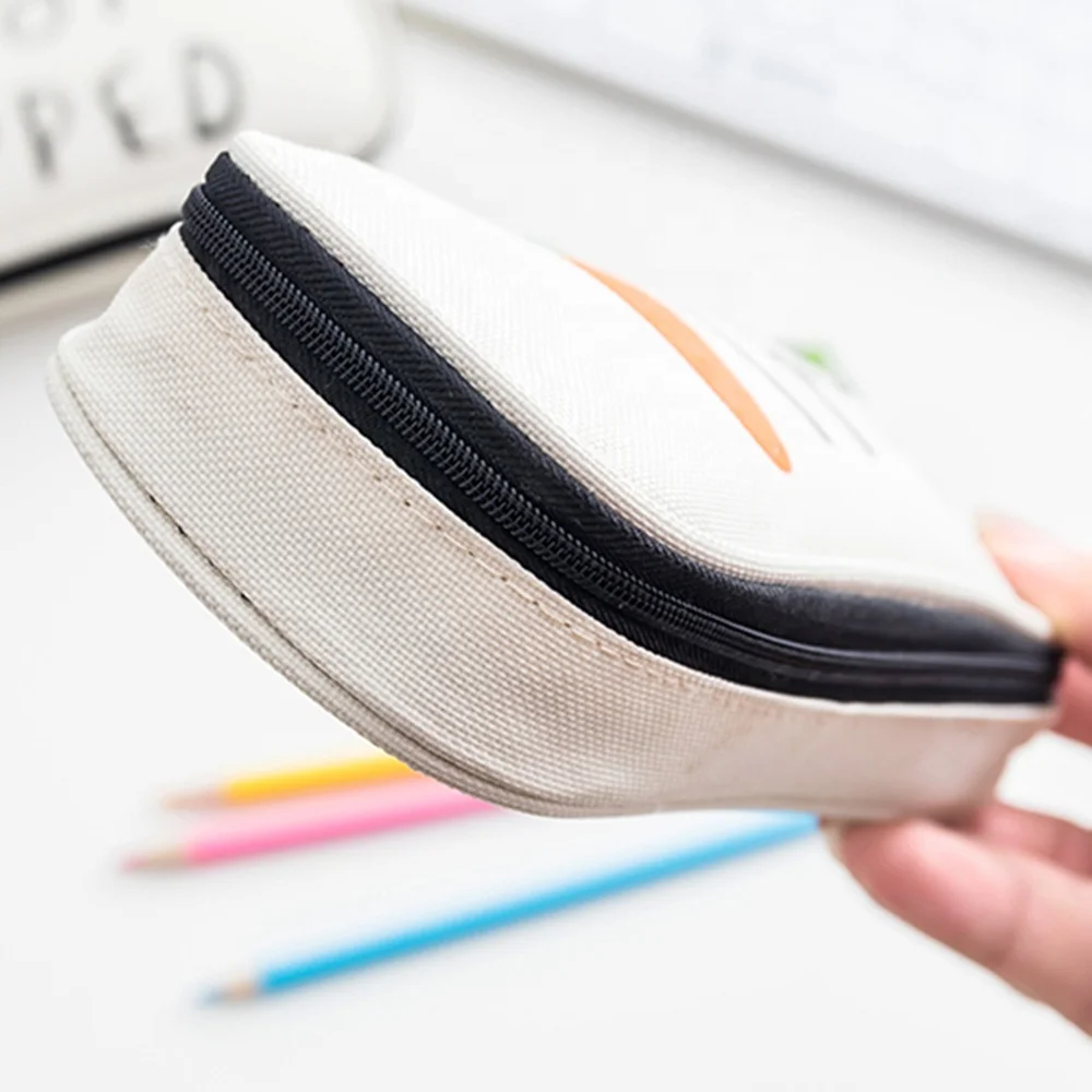 Stationary bag manufacturers multipurpose white/black pencil case with big zipper pencilcase