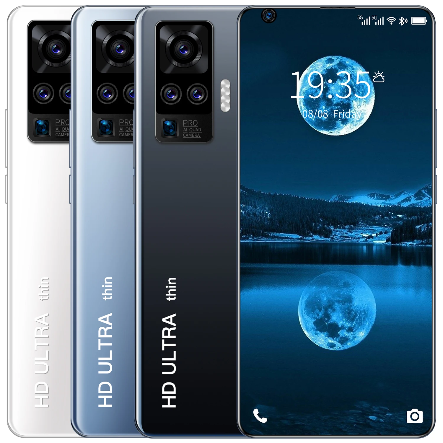 2021 Новая мода X60 Pro 7 2 дюймов MTK6799 Android10.0 смартфонов 12GB + 512GB 5G мобильные телефоны 5600 мАч Power Bank мобильный