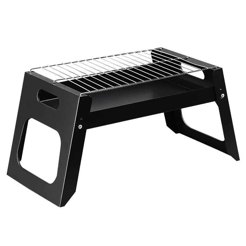 Folding Portable Barbecue Charcoal Grill Barbecue Outdoor Smoker BBQ Iron Body with Stainless Steel Net-HD43021-L