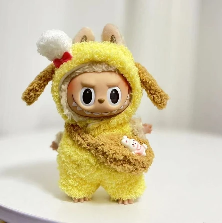 17cm Labubu Pop Mart Time For Chill Toy Cloth  labubu macaron Shirt Set Stuffed Plush Toys labubu suit only cloth