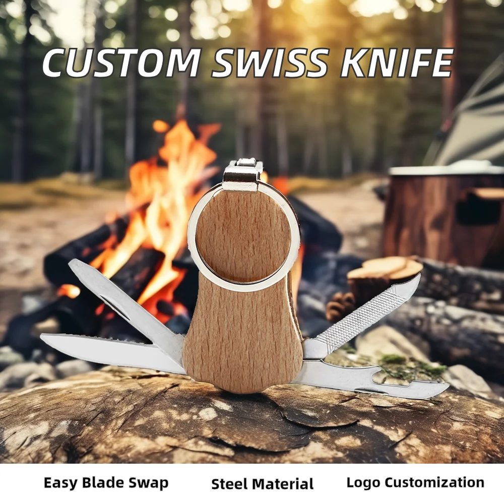 Wholesale Custom Logo Mini Folding  Pocket Knife Multi-Functional Swiss Tool with Stainless Steel Blade OEM Supported