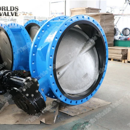 tianjin supplier factory pn10 pn16 double flange butterfly valve with gearboxprice