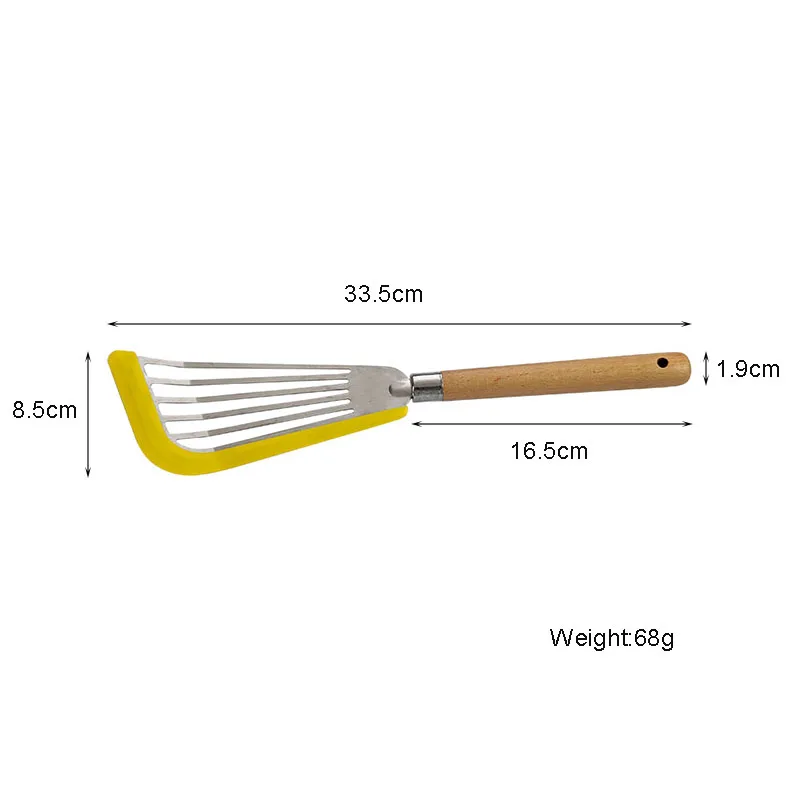 UJ-KT894 New Design Stainless Steel Spatula with Silicone Edge Silicone Fish Turner Slotted Turner