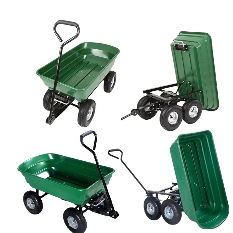 Tangshan sourse factory wholesale heavy duty Wheel Barrow Platform Hand truck Hand Trolley Tool Cart Rubber Wheel Caster