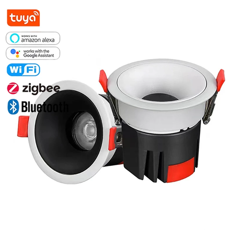 Smart dimmable cct zigbee wifi ceiling wall washer recessed downlight hotel spot light 0-10v dali triac 24v tuya led downlight