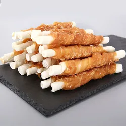 Крупнейшая китайская фабрика по производству еды для домашних животных, оптовая продажа, натуральные не добавляемые бульли для собак, куриные рулоны, сыромятная длина 17 см-20 см, лакомства для собак