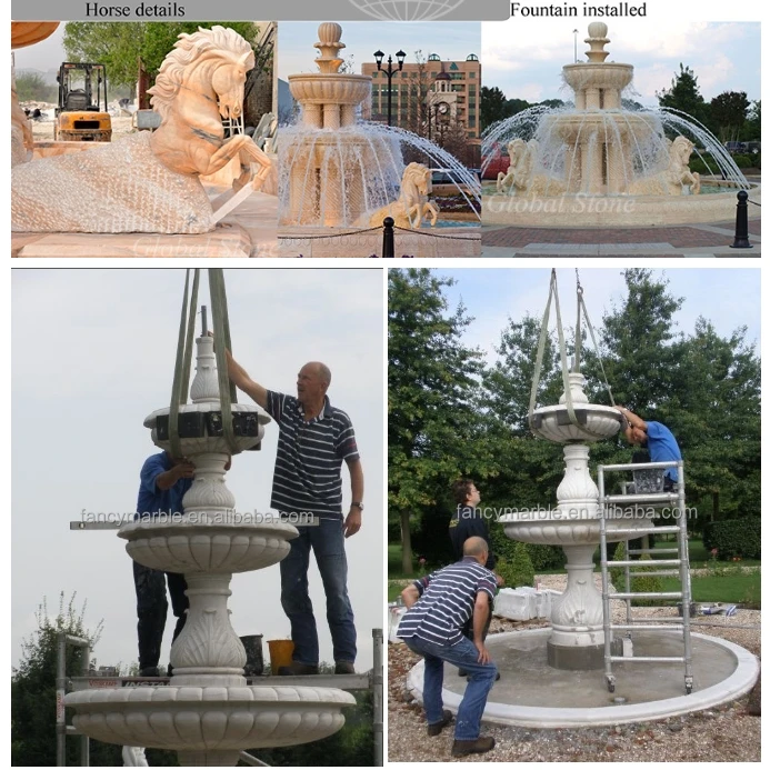 Quality Assurance Natural White Marble Stone Outdoor 4 Tier Fountains For Outdoor Decor