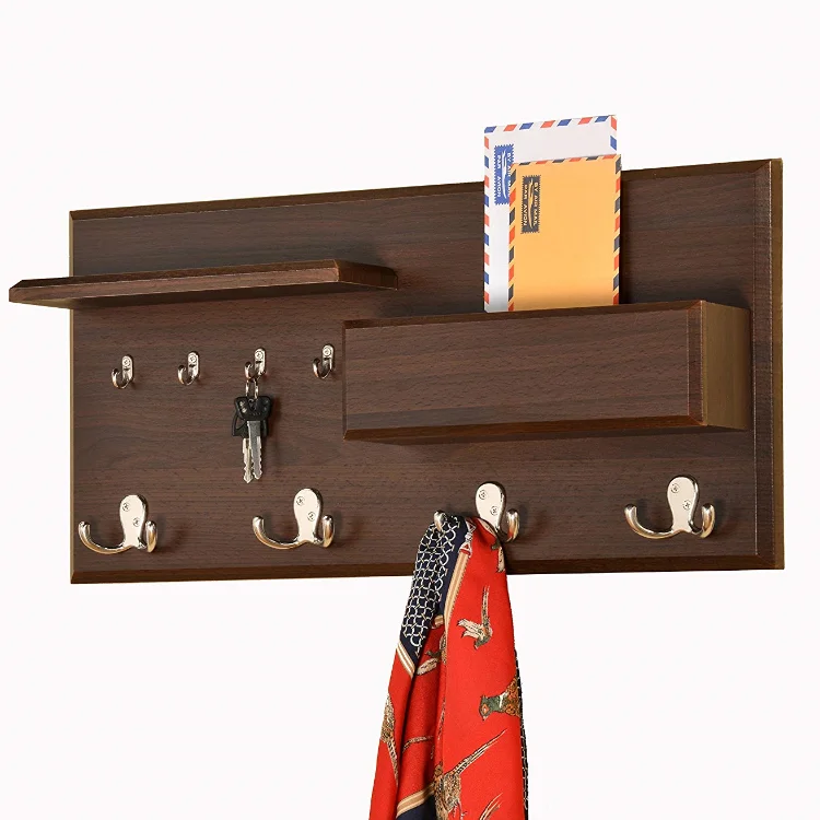 
Entryway coat rack and key holder comes 4 key hooks wood wall hook peg 