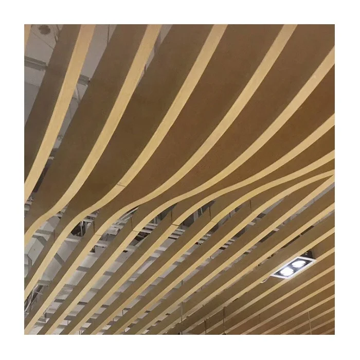 Fireproof 3d Wood Grain Decorative Metal Aluminium Suspended Ceiling For Shopping Mall