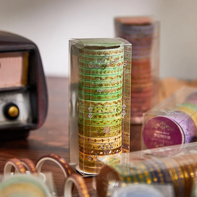 20pcs/set Bronzing Washi Tape Foil Gold Skinny Decorative Masking Washi Tape 5mm Wide DIY Masking Tape