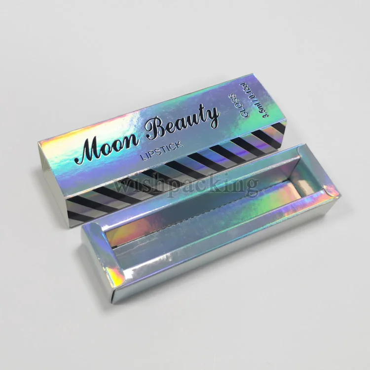 Holographic foil paper cardboard easy assembling mixed color cream gloss lipstick tube package box