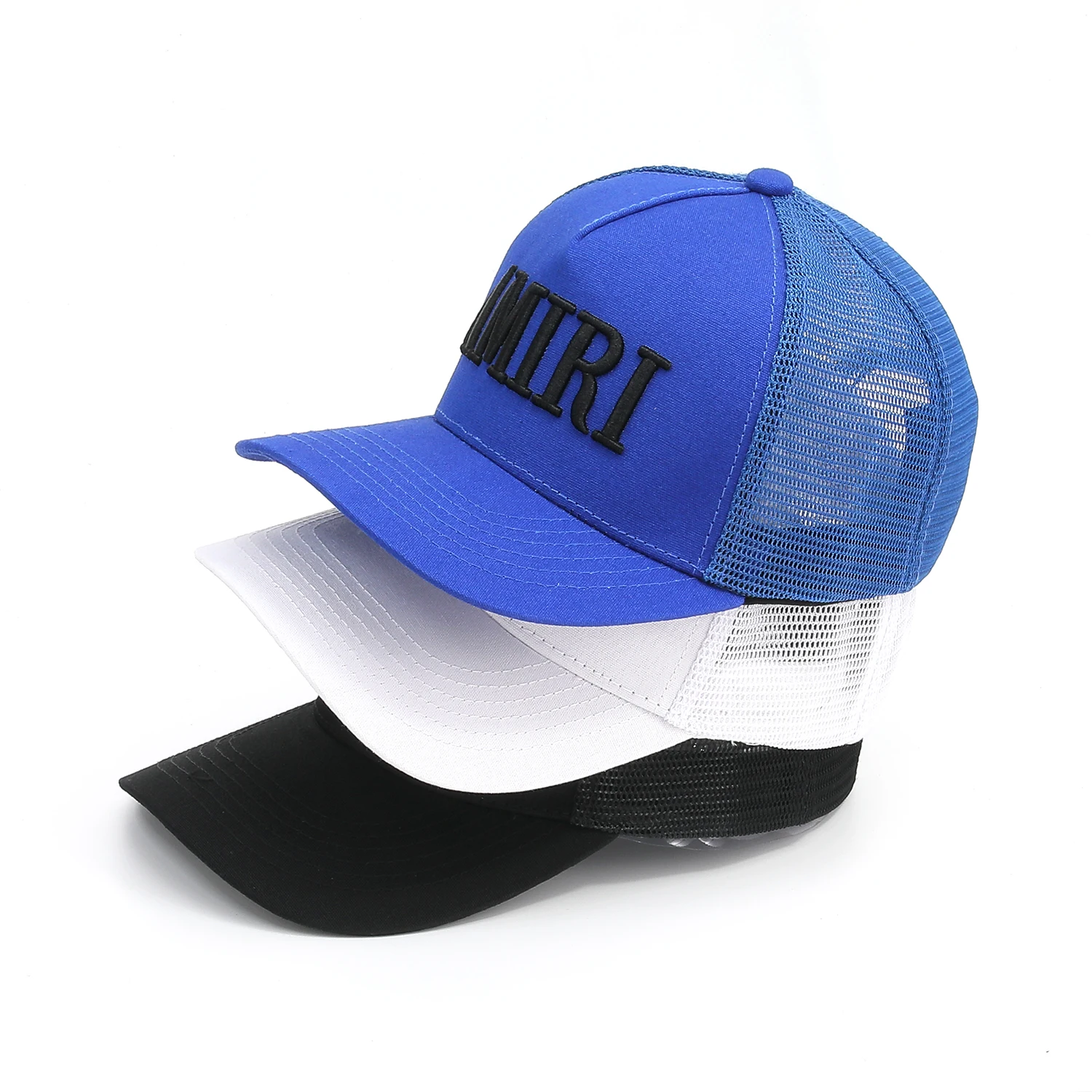 Wholesale Men High Quality Trucker Snapback 5 Panel Brim 3D Embroidery Fitted Sports Cap Amiry Baseball Cap
