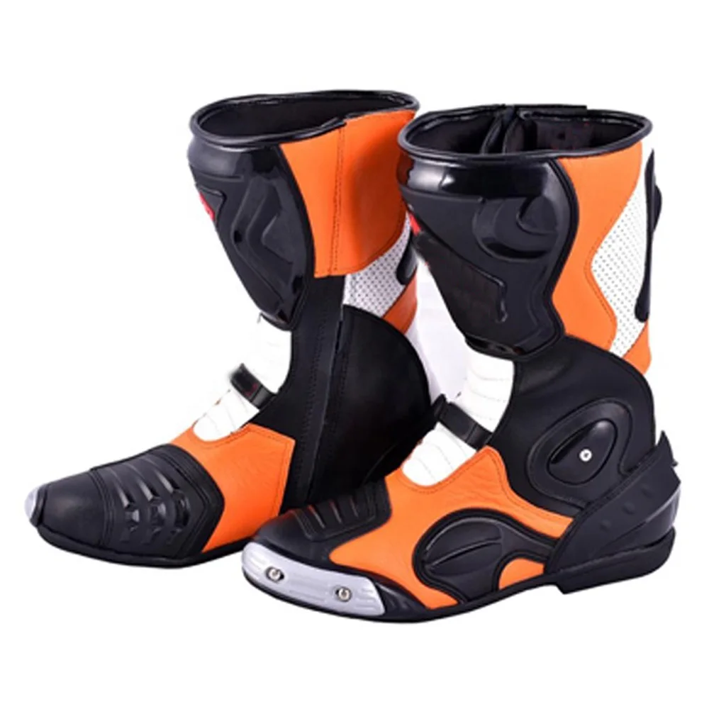Pro biker leather Motorbike motorcycle boots men racing motor by Crystalline