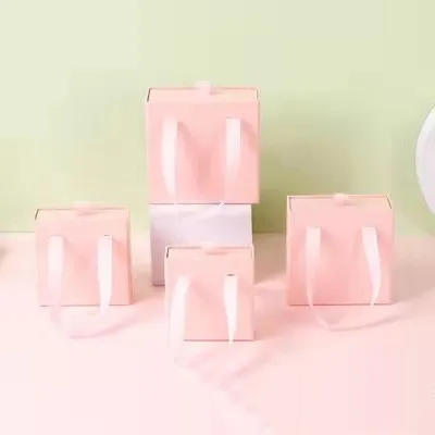 Custom logo jewellery cardboard gift box bag handle design drawer jewelry packaging box