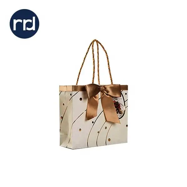 Good Price Luxury Goods Bow Ribbon Paper Bag for Gift Package with Handle