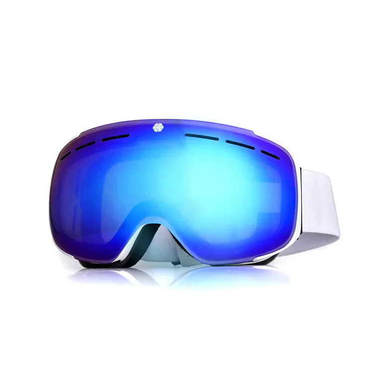 Comfortable sponge double lenses ant fog magnetic ski Goggles white vent snow glasses