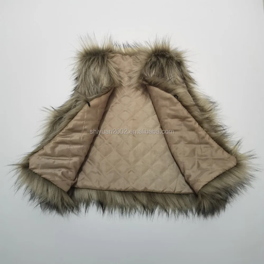 
In Stock Hot Sale Baby Clothes Tan Fur Vest Baby Girls Warm Trendy Faux Waistcoat 