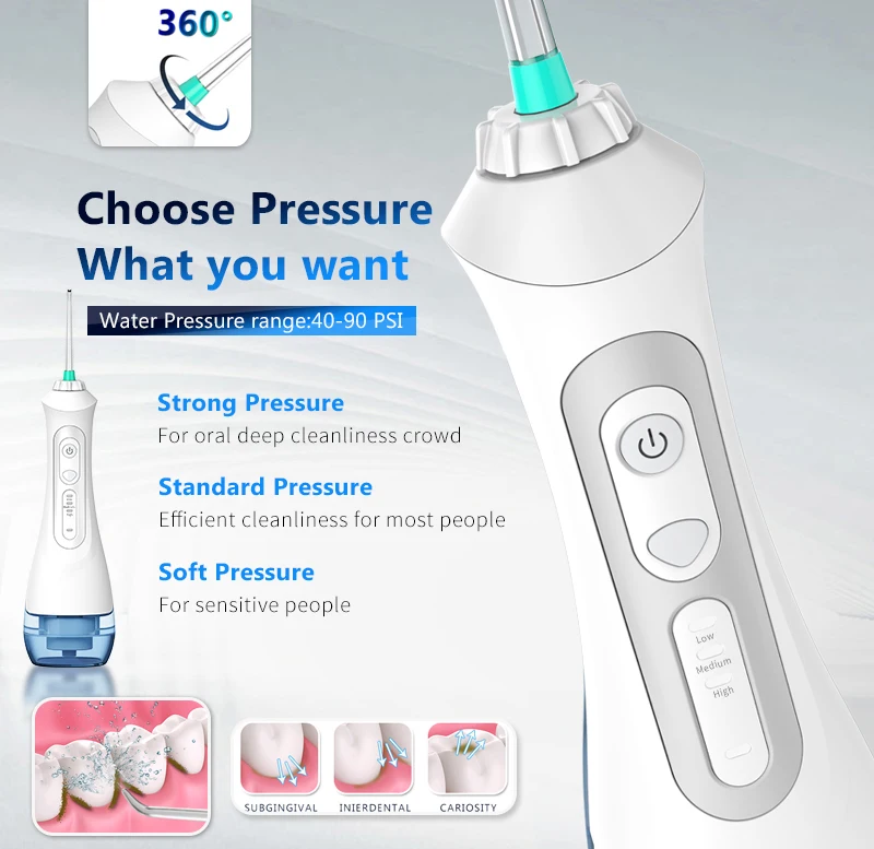 2024 Oral Hygiene Rechargeable Dental Water Flosser IPX7 Waterproof Portable with 3+ Modes Soft Transparent Nozzle Tips Custom