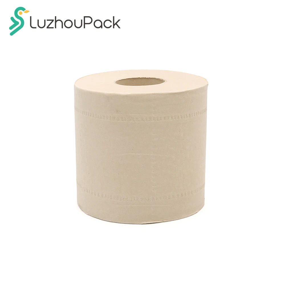 LuzhouPack ECRU OEM Bathroom Toilet Paper Tissue 166g 3ply Unbleached 100% Virgin Organic Bamboo Tissue Toilet Rolling Paper