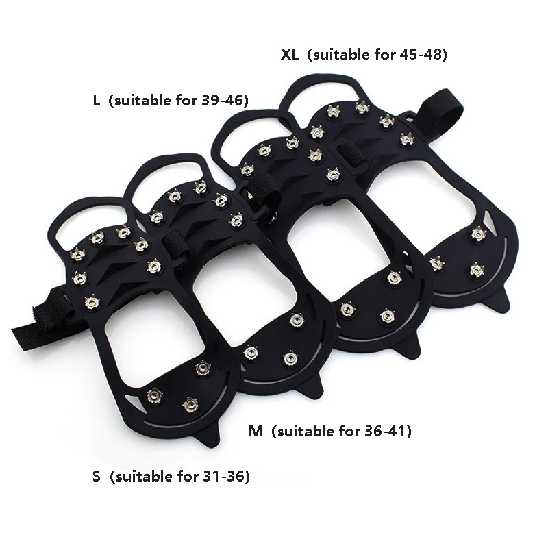 OBSHORSE New 10 Spikes Anti-slip Ice Gripper For Shoe Boots Safety Walking Crampons Boot Grips Ice Snow Chain Cleats