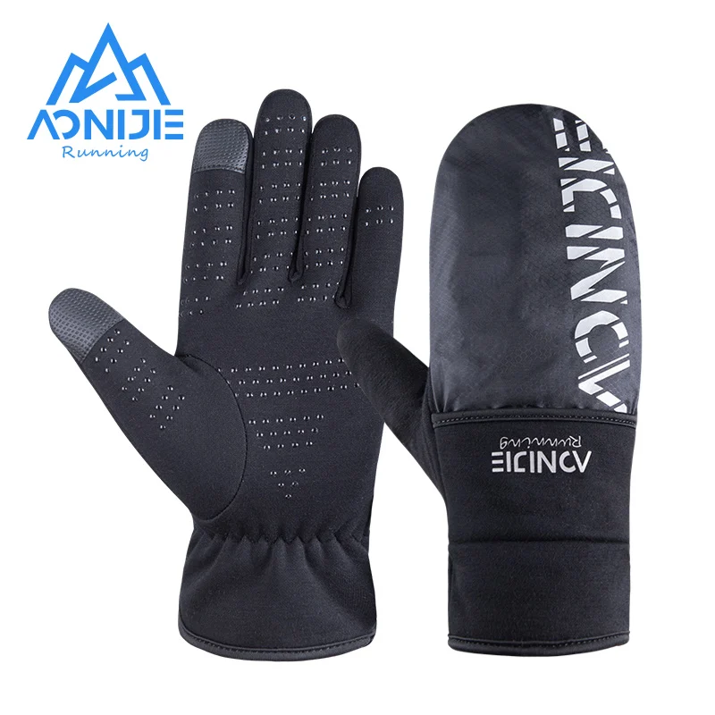 AONIJIE M55 Outdoor Warm Windproof Gloves Soft Cashmere Lining Winter Thermal Touchscreen Flip gloves For Cycling Running Ski