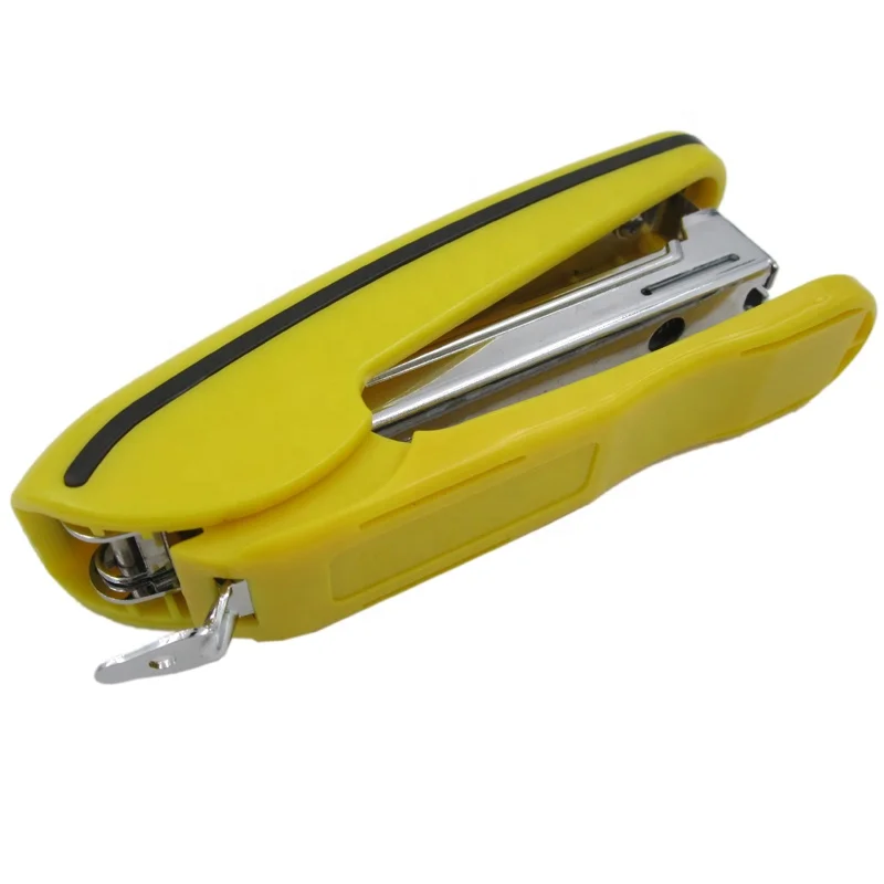 Very professional yellow color high quality half strip office school used stapler with metal staple remover