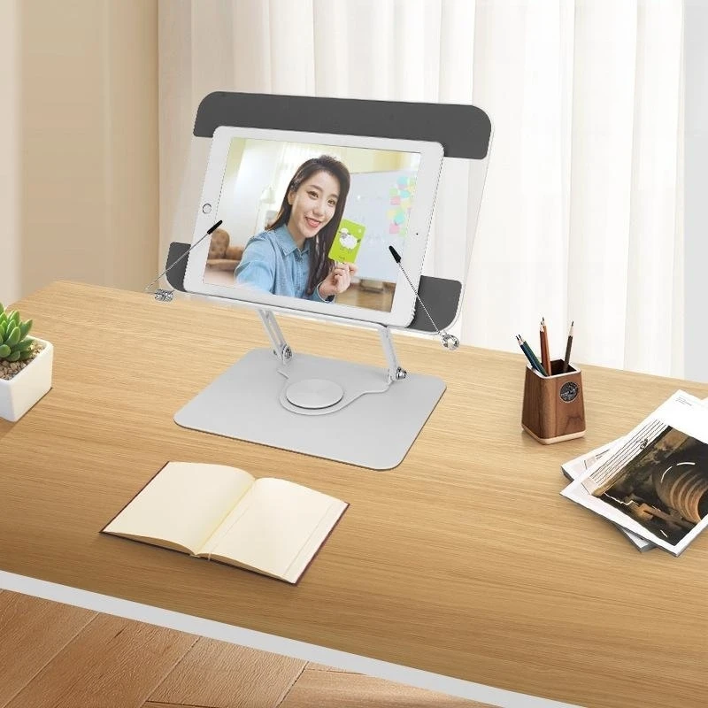 Custom metal 360 Rotatable cookbook holder reading desk stand comic book display folding transparent acrylic book stand