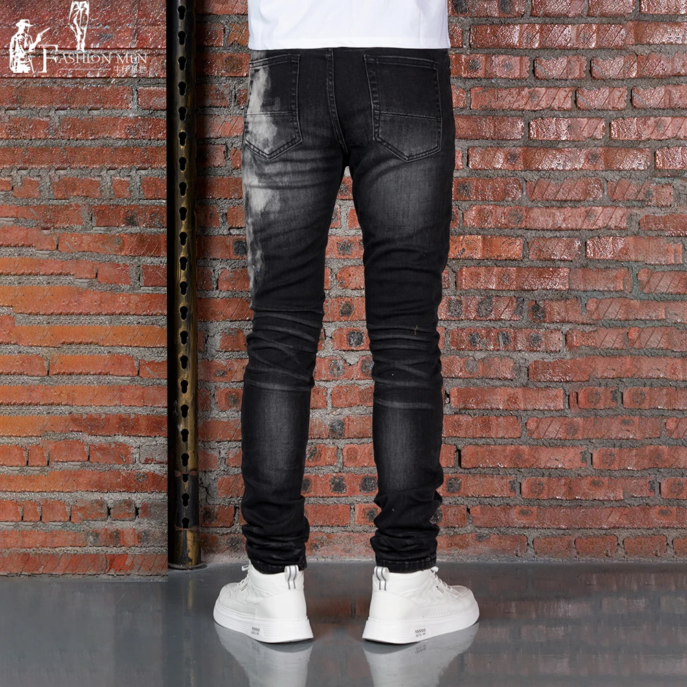 new fashion jeans pants wholesale custom logo Slim Fit distressed jeans men skinny denim jeans men denim