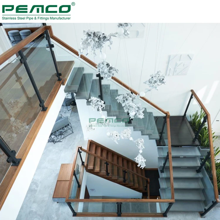 Завод Pemco Черное порошковое покрытие нержавеющая сталь лестничное Боковое крепление стеклянные
