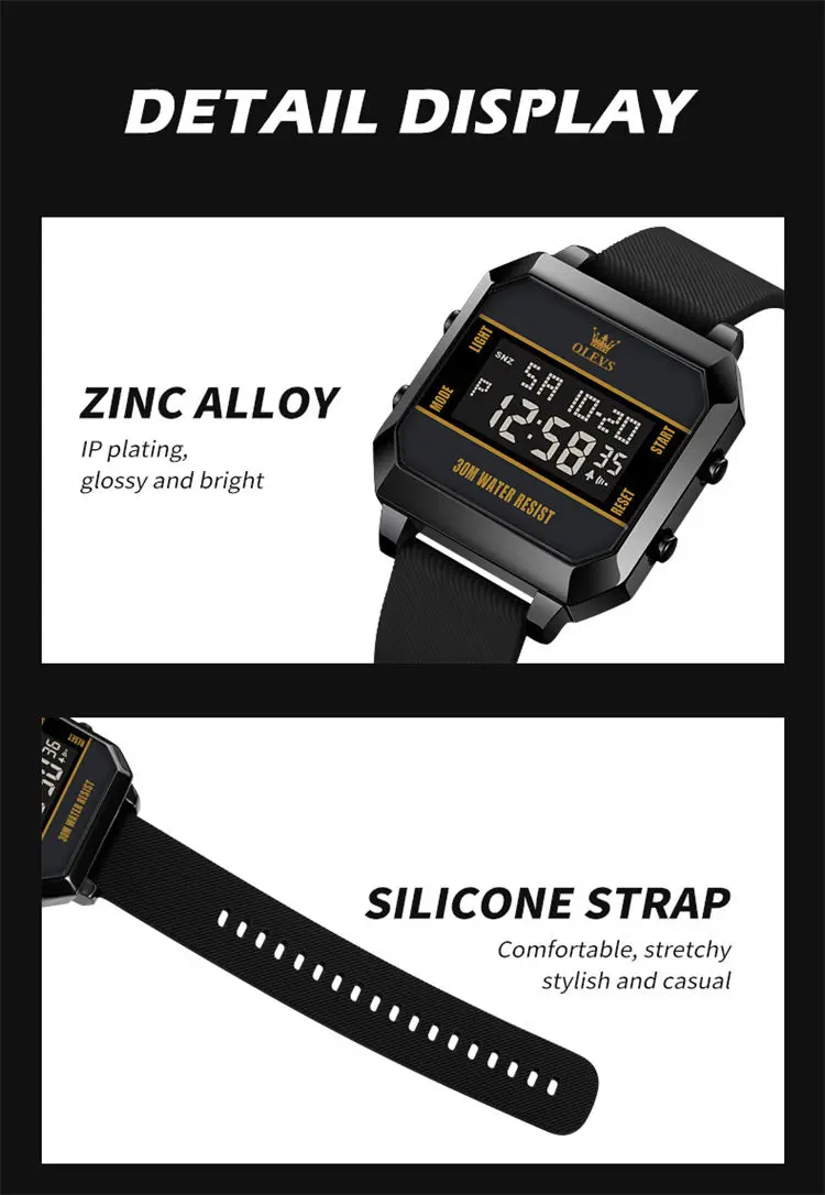 OLEVS 1103 elegance shenzhen man digital watch nice Silicone strap Luminous Multi function low moq Casual wristwatch