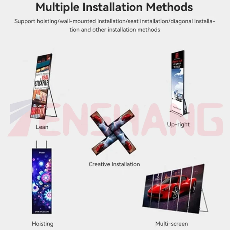 P2.5 P3 P4 Wifi Control Flip Frameless Stand Outside Mirror Digital Vertical Banners Video Wall Board Display Led Screen Poster