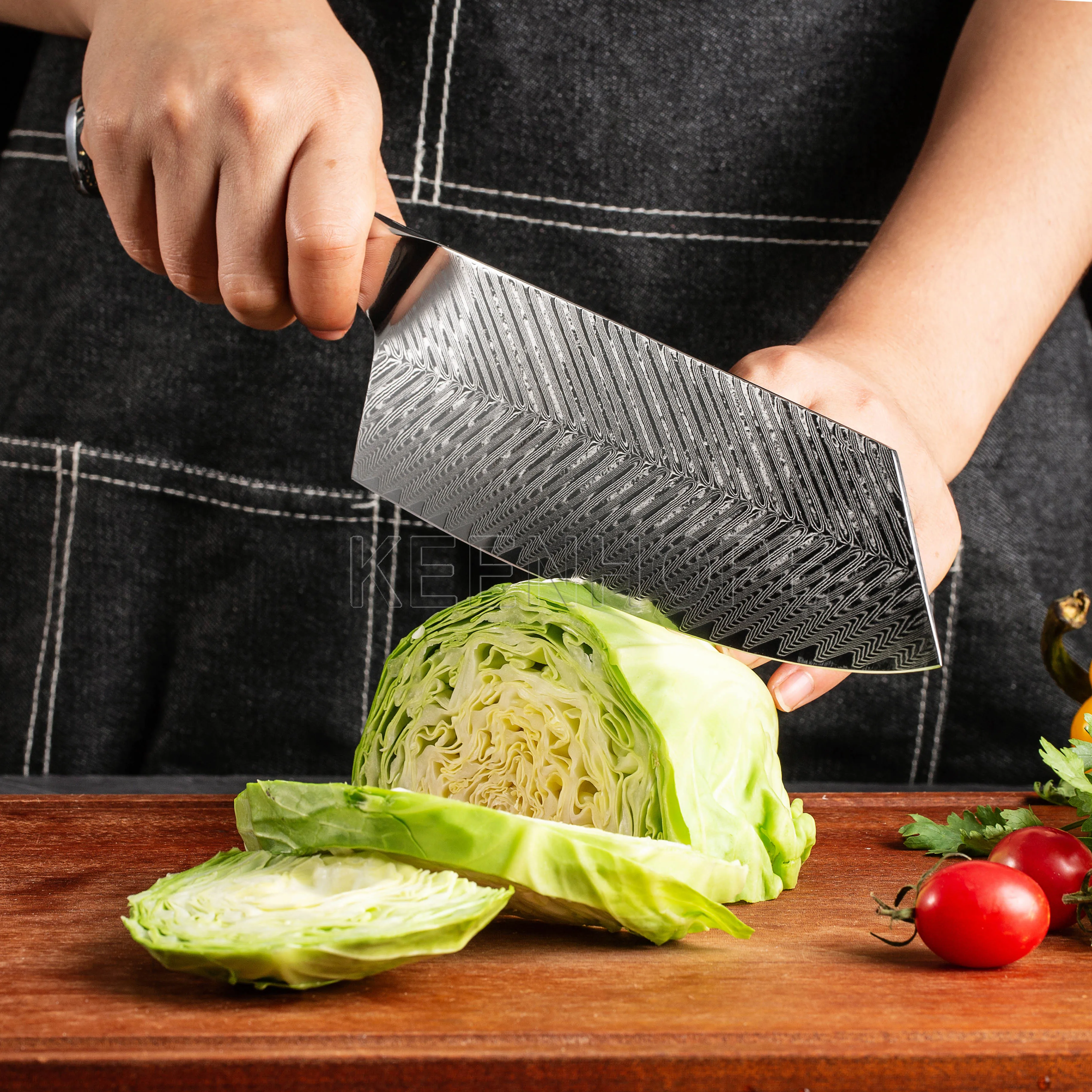 8-Piece Kitchen Knives Set with SS316 Bolster Composited Resin + Carbon Fiber Handle 67 Layers Damascus VG10 Knife Set