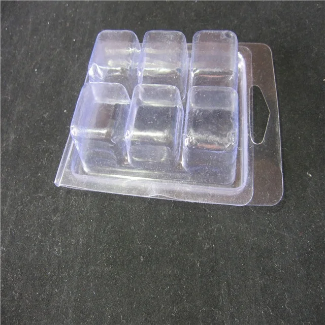 Recyclable Plastic 5 cell snap bar wax melts clamshell packaging 5 cavity wax melt Clamshell moulds for soy wax tart melts