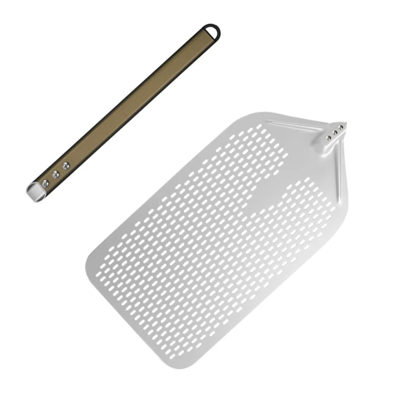 Perforated Pizza shovel aluminium alloy with Foldable Handle, Pizza peel Paddle for Baking Homemade Pizza and Bread