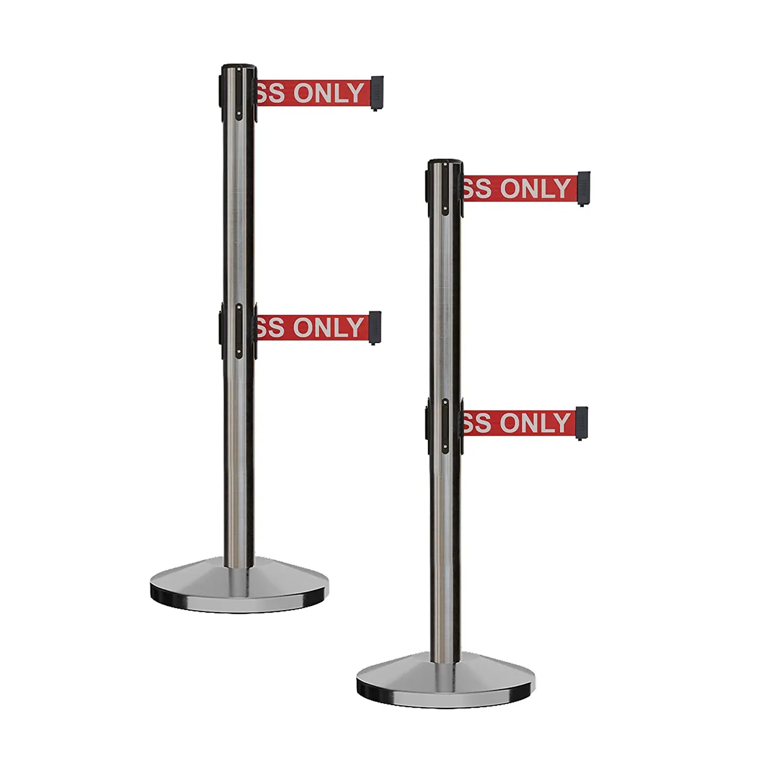 4 ways belt connected queue belt barrier stand stainless steel belt standing barrier