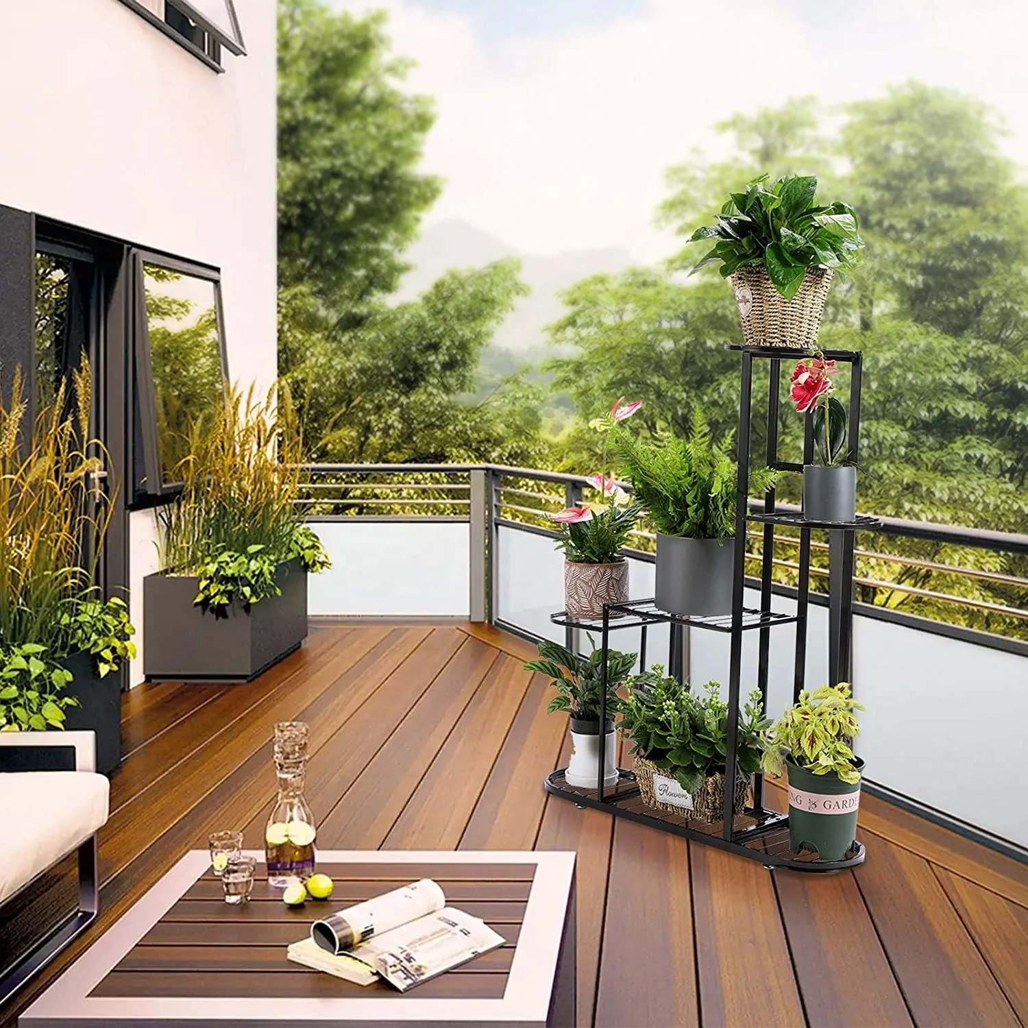 Metal Plant Stand Flower Display Holder Shelf Rack 5 Tier Indoor Outdoor Plants for Patio, Garden, Balcony, Living Room