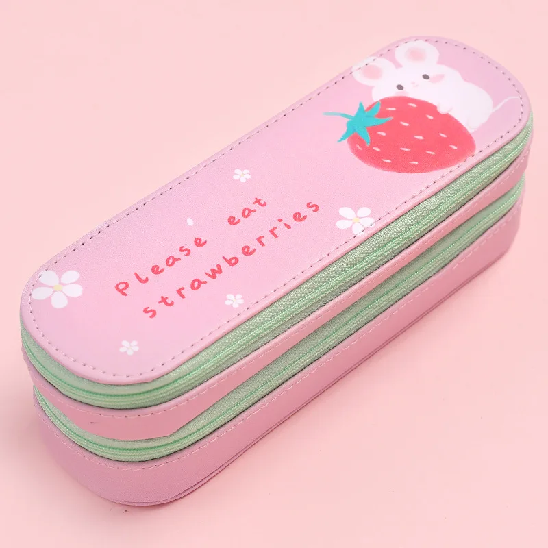 2023 Promotional Large Capacity Cute Pencil Bag Cute Durable Makeup Bag Zipper Pencil Case With Compartment