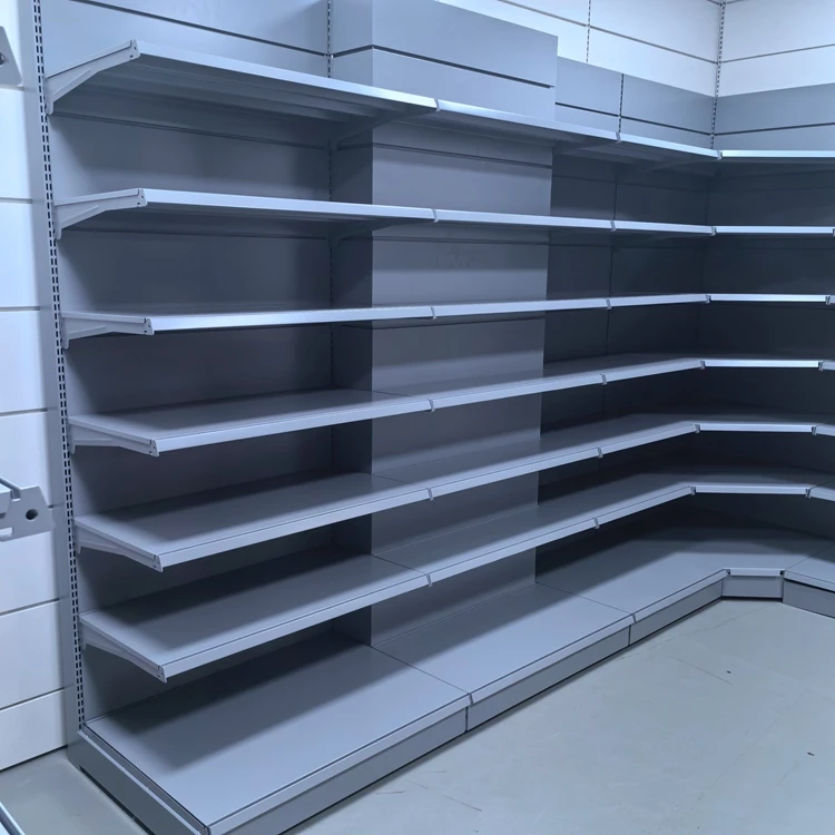Самые Популярные серые стальные односторонних продуктовых магазинов витринные полки для супермаркетов розничных