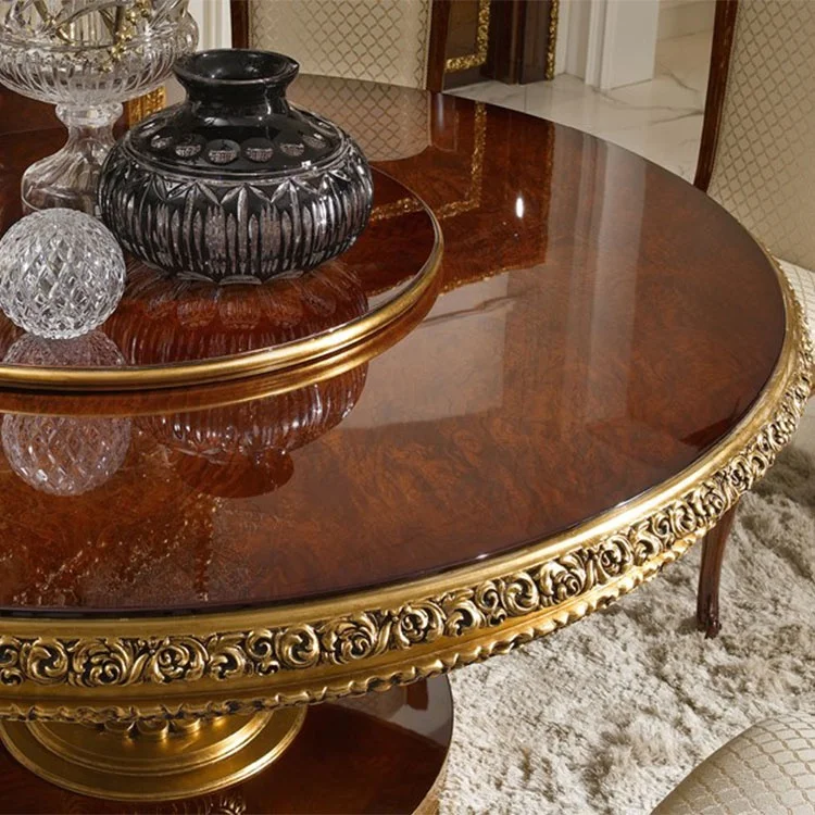 Luxury European style handmade solid wood dining table rectangular restaurant tables royal wooden table