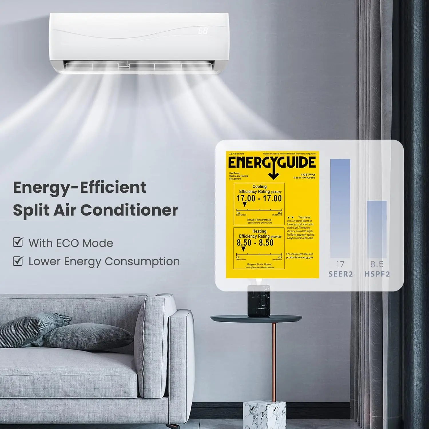 Smart Split Ac Air Conditioner Gas R32 2hp 240000BTU  Only-Cooling System Energy Save Fast Delivery