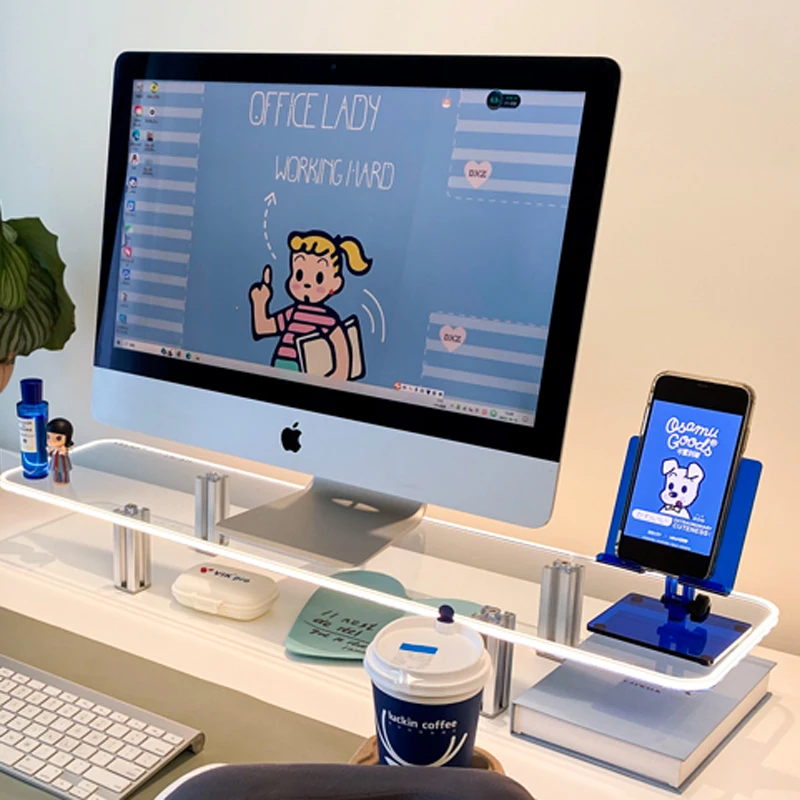 Монитор для ПК прозрачная акриловая подставка с 4 металлическими ножками настольный органайзер ноутбука держатель экрана