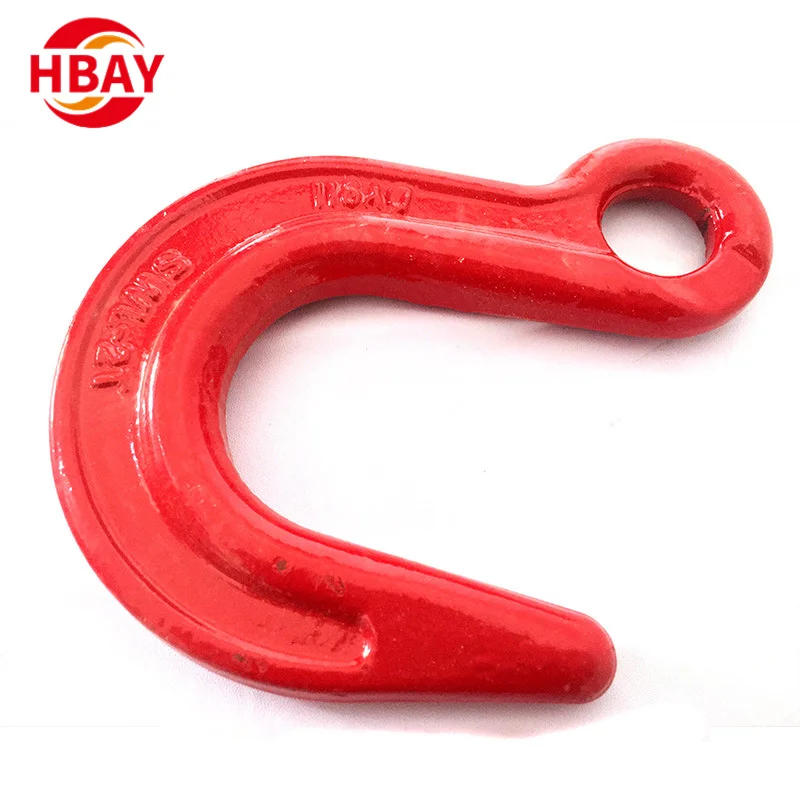 G80 Large Opening Eye Alloy Chain Fittings Zinc Plated Galvanized Foundry Hook for Lifting Carton Box Packing