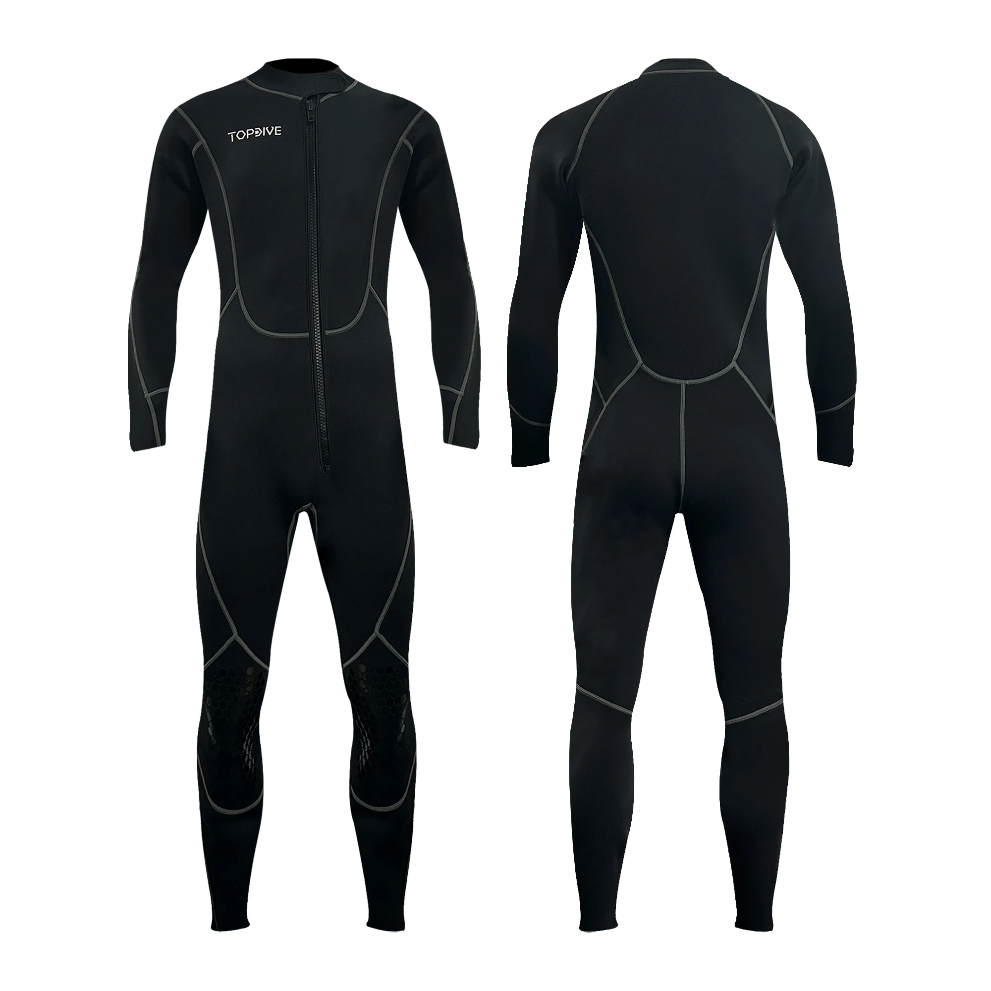 Topdive High Quality 3mm Full Body Keep Warm Men Front Zipper Wetsuit Neoprene Fabric Diving Suit Surfing Wetsuit