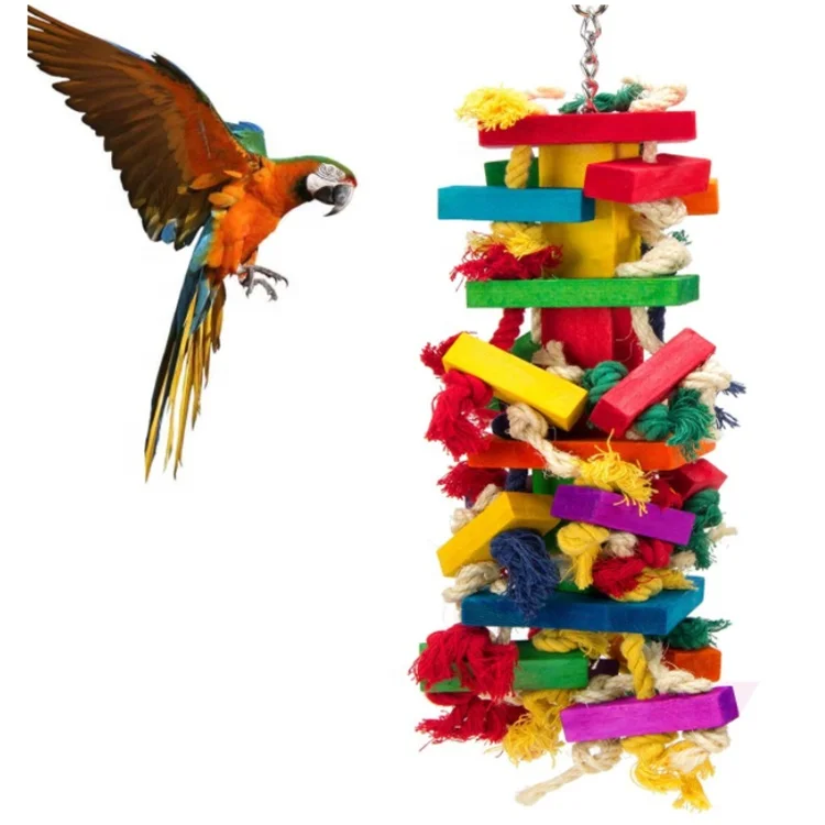 Hot Sell Multicolored Natura Large Wooden Blocks Chewing Cage Bite Macaws Cokatoos African Grey Large Medium Bird Parrot Toys