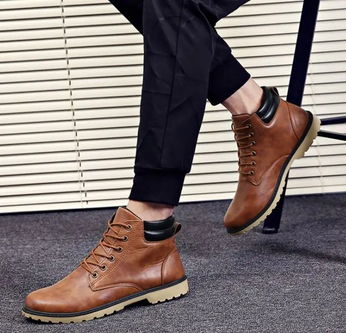 Fashion casual shoes cheap men work snow boots wholesale