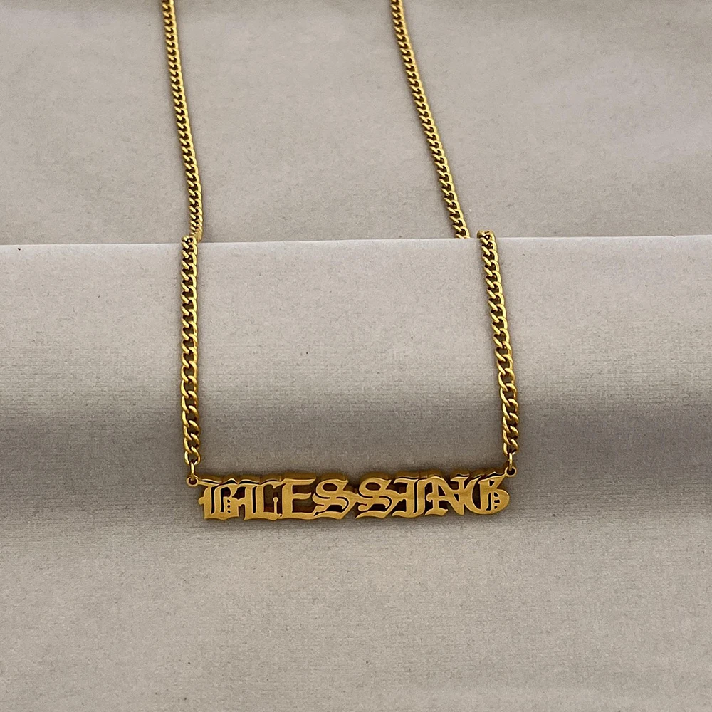 Personalized Custom Name Necklace Gold Plated Mens Stainless Steel Jewelry Cuban Men Chain Nameplate Pendant Necklace