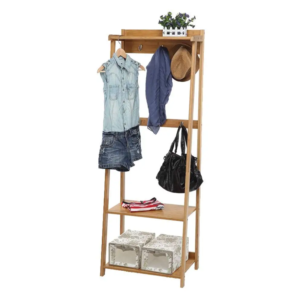 Европейский стиль простая бамбуковая напольная вешалка многофункциональная спальная кровать стеллаж для хранения