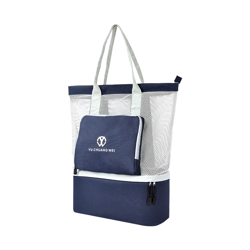 Custom Large Swim Pool Bag Foldable Beach Pool Bag Mesh Tote Beach Bag