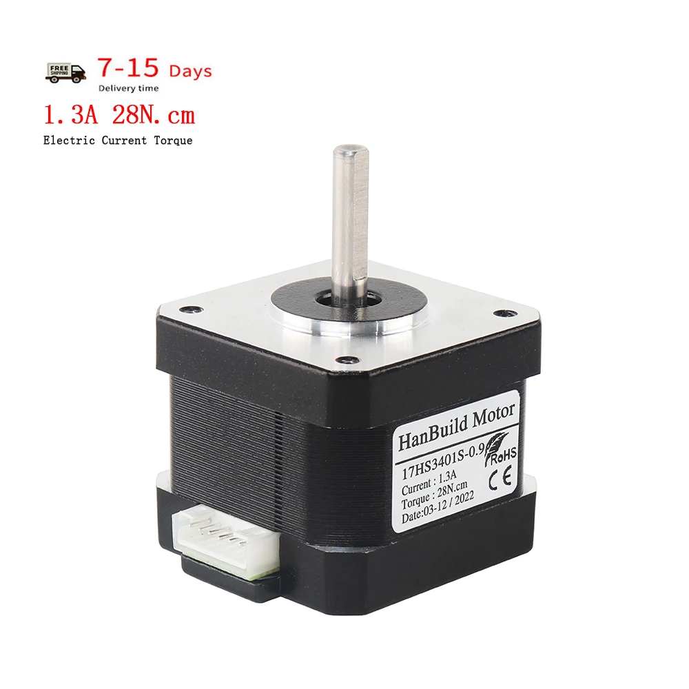 Hanbuild 42 Шаговый двигатель 17HS3401S 0,9 градусов 42bygh 1.3A 2 Фаза Nema 17 (Национальная ассоциация владельцев электротехнических предприятий) шаговый двигатель 12В высокого качества для станка с ЧПУ аппарат для лазерной порезки 3D принтер